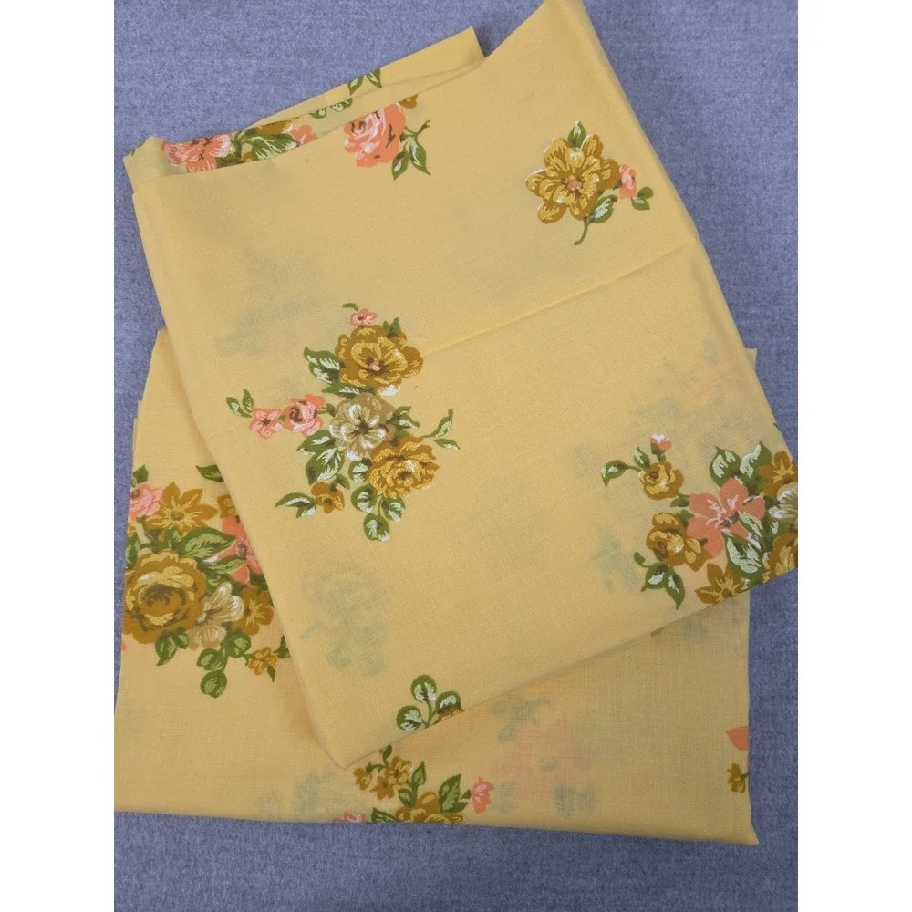 Floral Pillowcase Set Vintage Yellow Flower Bunch All Over Print‎ Pillow Bedding